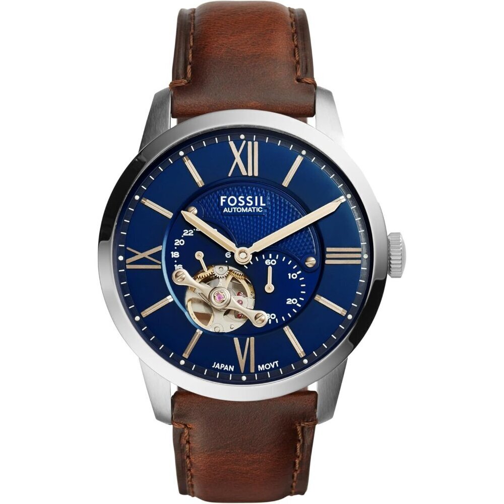 Men's Townsman Automatic Stainless Steel And Leather Two-Hand Skeleton Watch